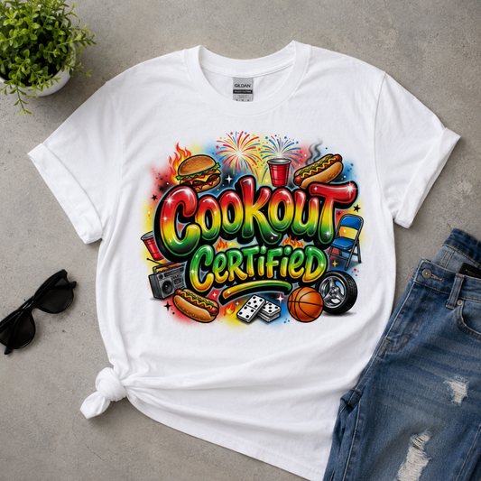 Cookout Certified T-Shirt | BBQ Cookout Culture Graphic Tee Summer Cookout Shirt
