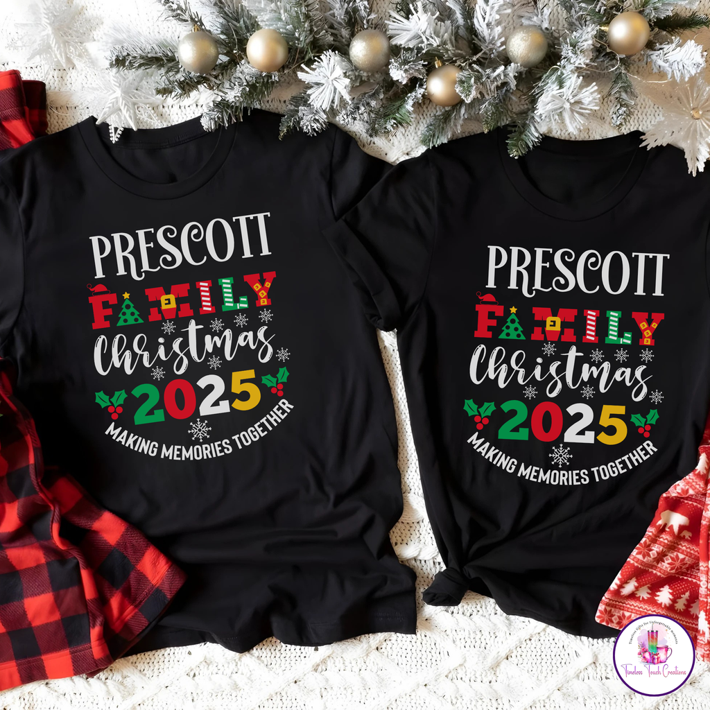Personalized Family Christmas 2025 Shirt | Custom Matching Holiday Pajama Tops for the Whole Family