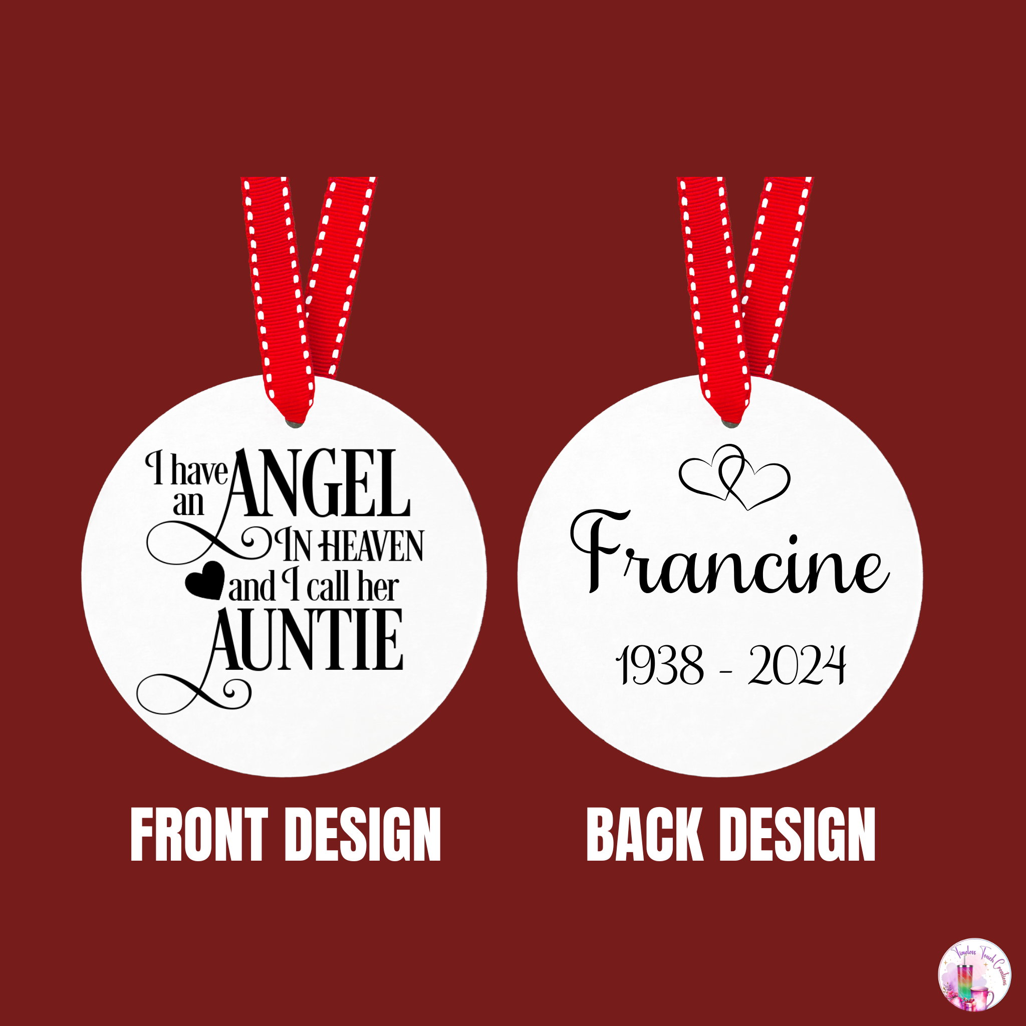 Personalized Memorial Christmas Ornament | “I Have an Angel in Heaven” Keepsake for Loved One or Family Member | Custom Name & Dates Remembrance Gift