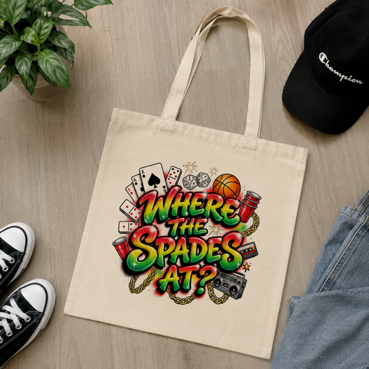 Where The Spades At Tote Bag | Spades Card Game Cookout Culture Canvas Bag
