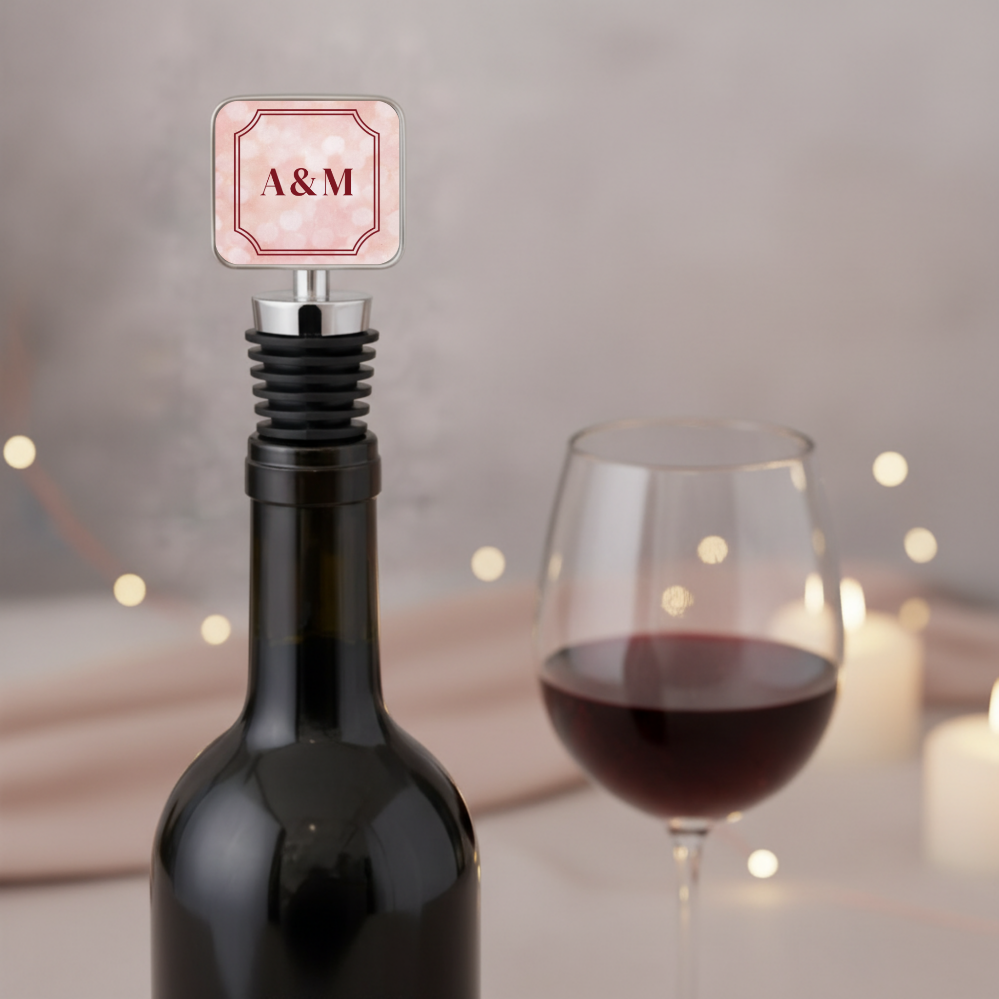 Personalized Wine Stopper with Couples' Initials - Valentine's Day Gift