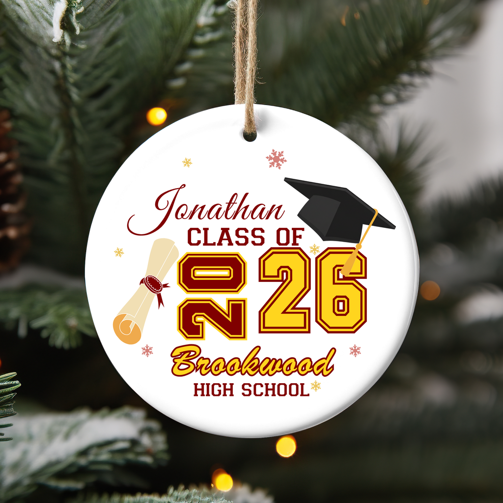 Personalized Graduation Ornament Class of 2026 Custom Name and School Christmas Keepsake