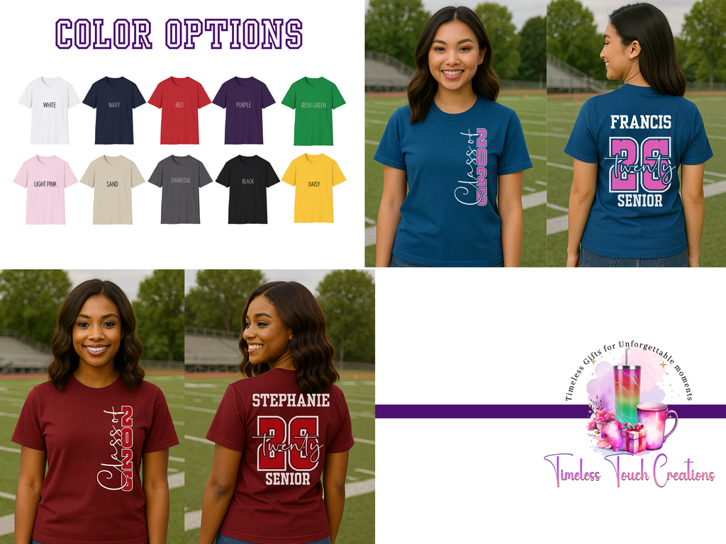 Personalized Class of 2026 Senior Shirt, Custom Name Graduation T-Shirt, Hoodie or Crewneck Sweatshirt, Senior Gift for Her, School Spirit Wear