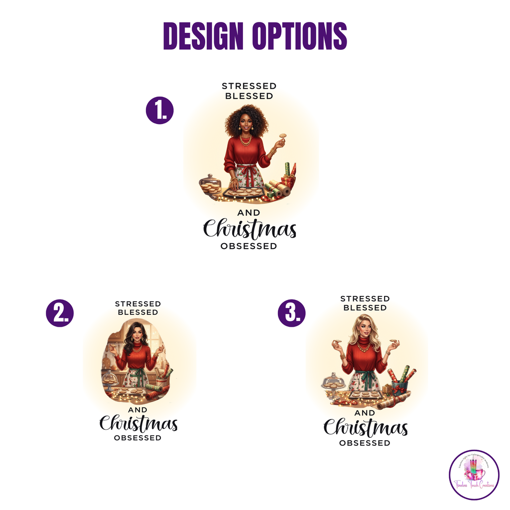 Christmas Kitchen Towel, “Stressed Blessed and Christmas Obsessed” Holiday Dish Towel