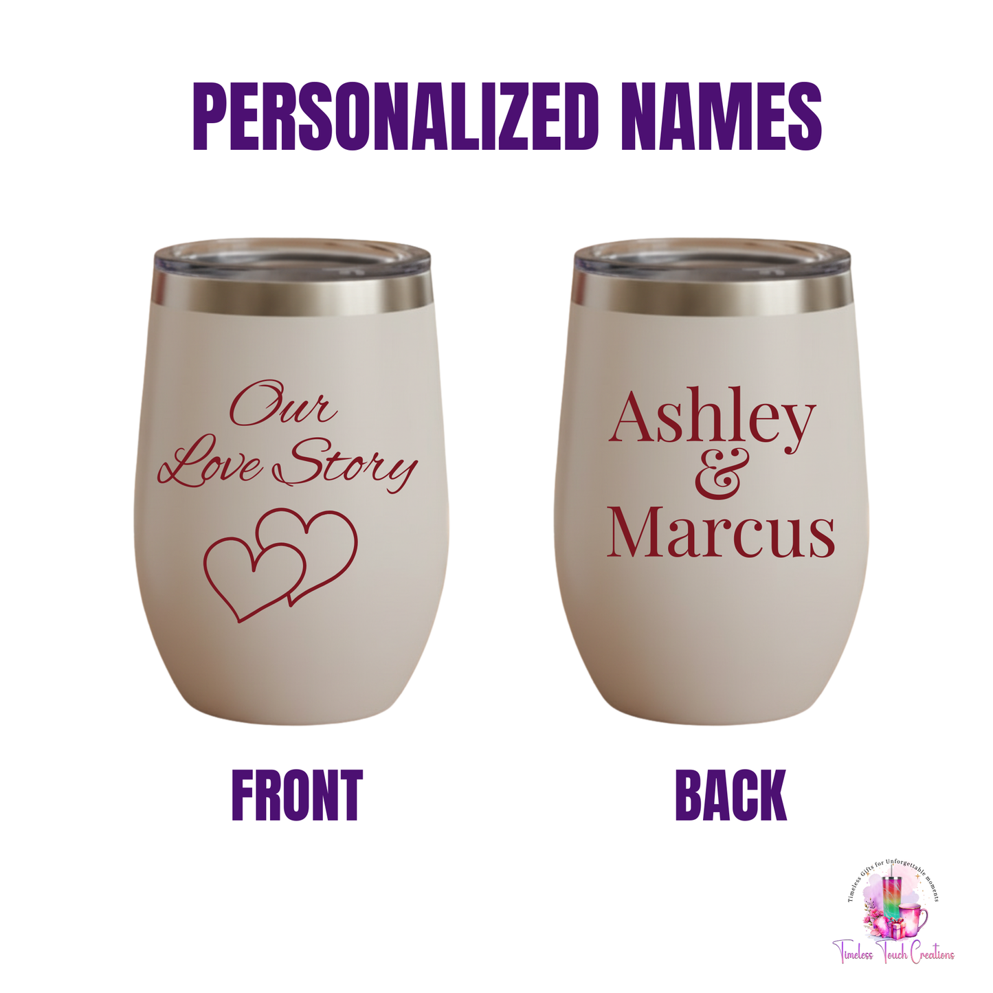 Personalized Valentine's Wine Gift Bundle - Our Love Story with Choice of Glassware