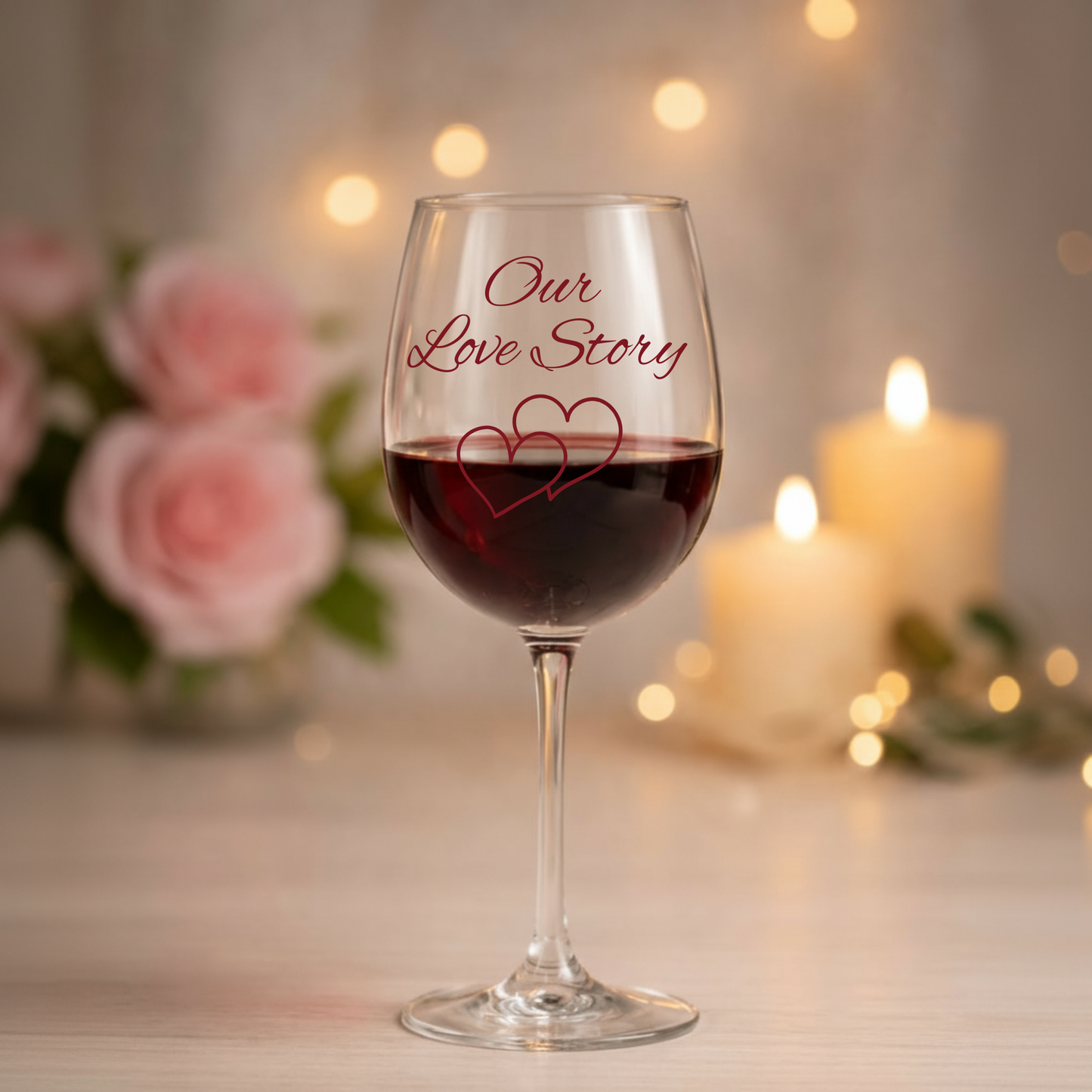 Personalized Wine Glasses with Our Story - Couples Names Valentines Gift