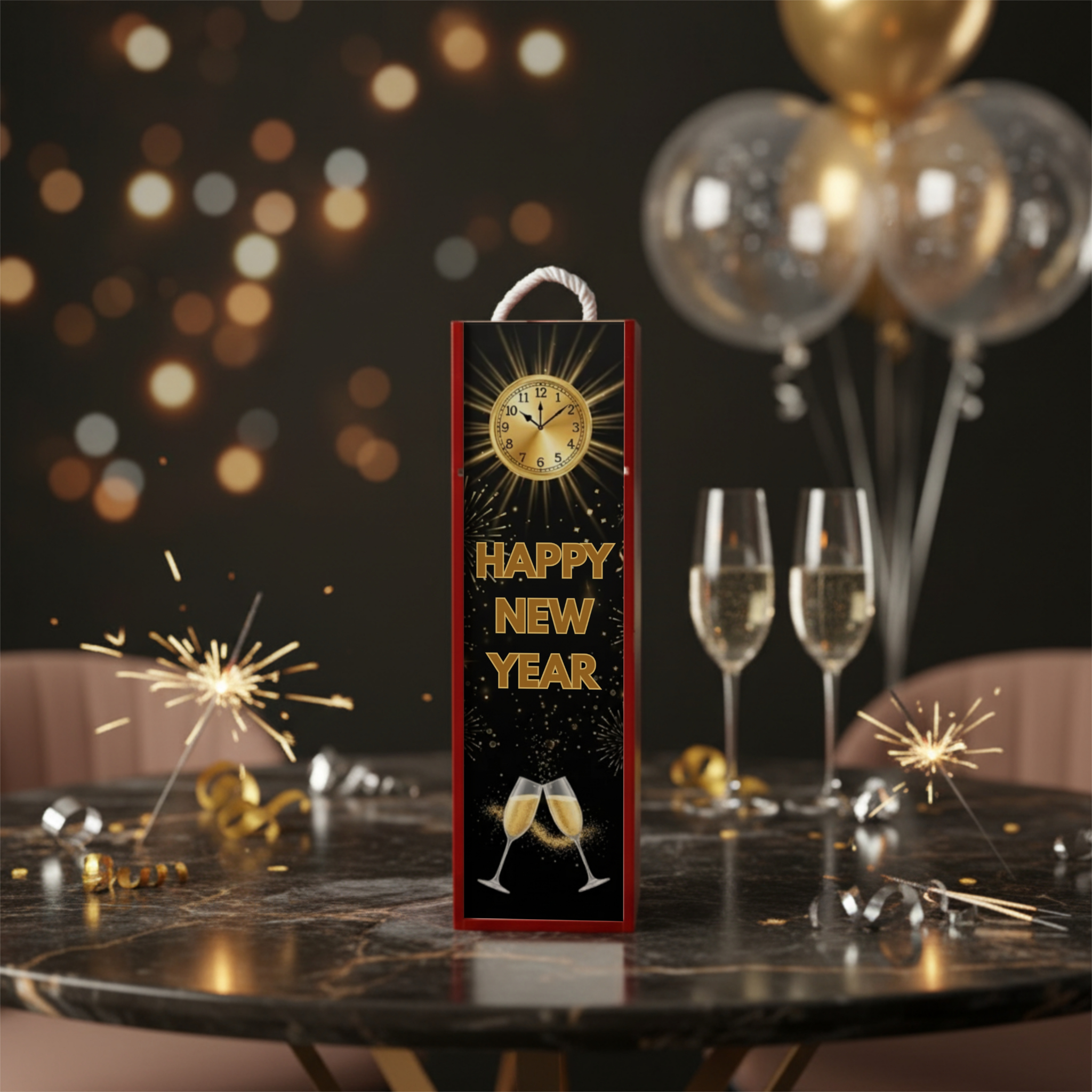 New Year Wine Box | Wooden Wine Gift Box for New Year Celebrations