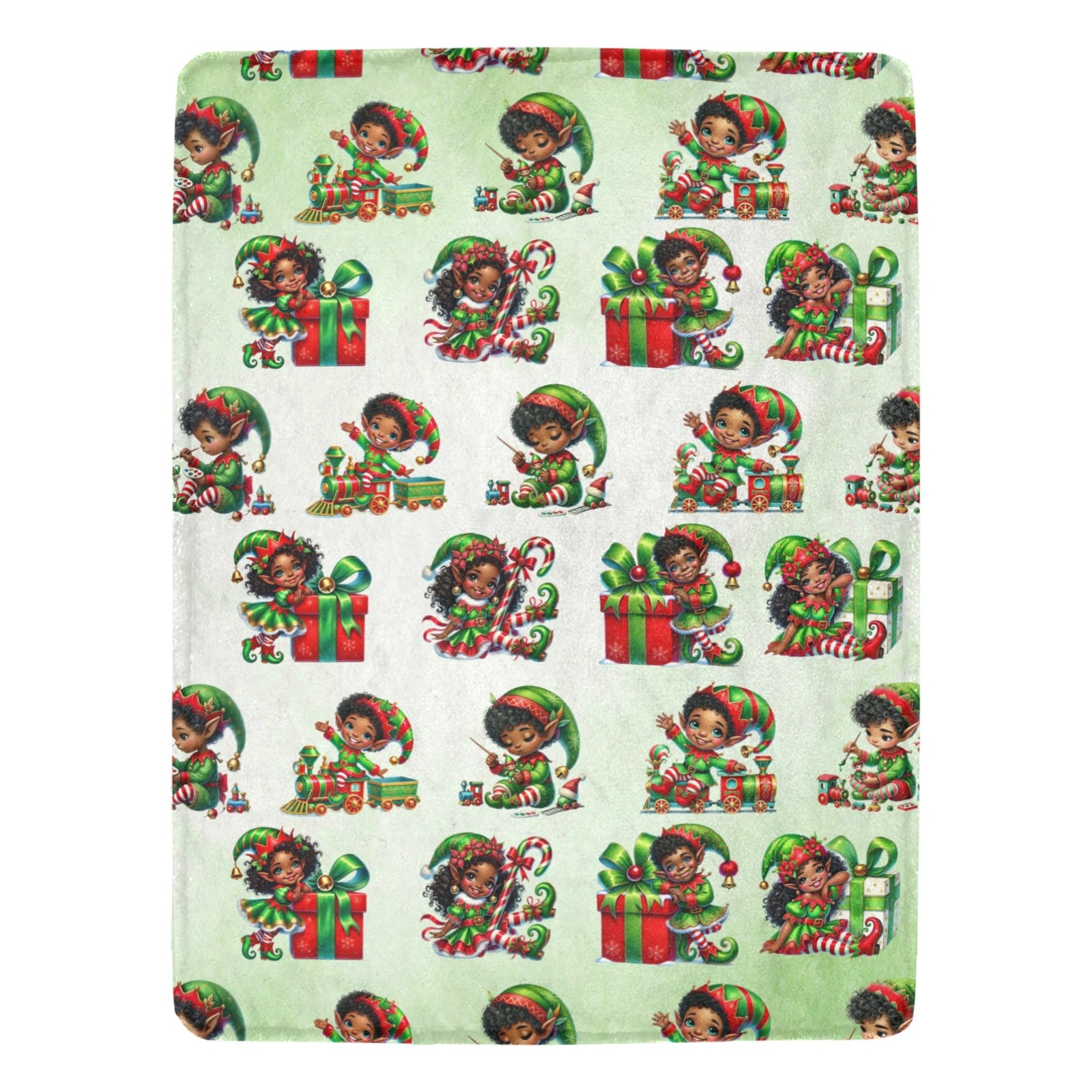 Festive Throw Christmas Blanket – African American Christmas Elves Holiday Fleece | Cozy Ultra Soft Winter Gift Throw