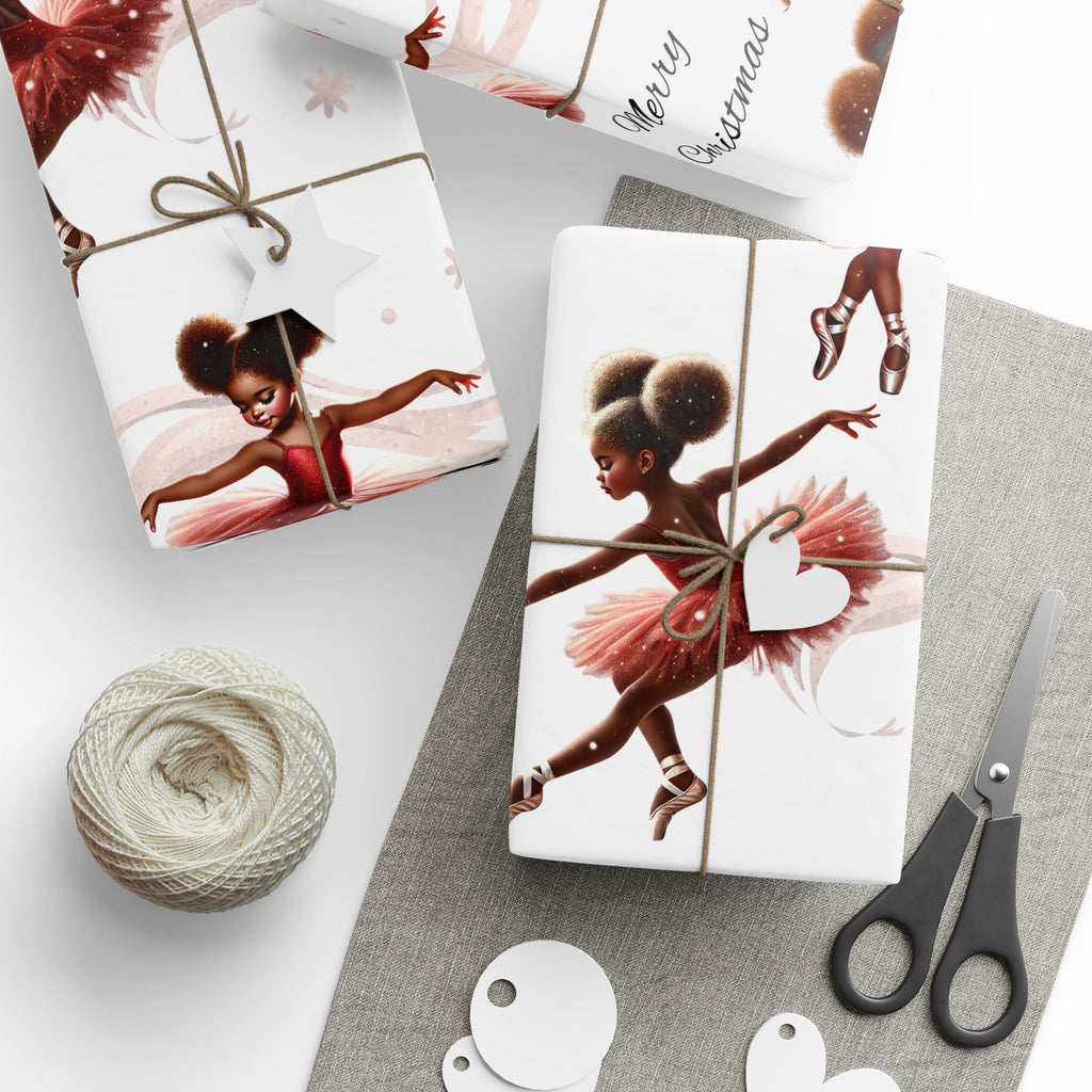 Merry Christmas Dancer Gift Wrap, Elegant Holiday Wrapping Paper for Christmas Presents, Festive Dance Design