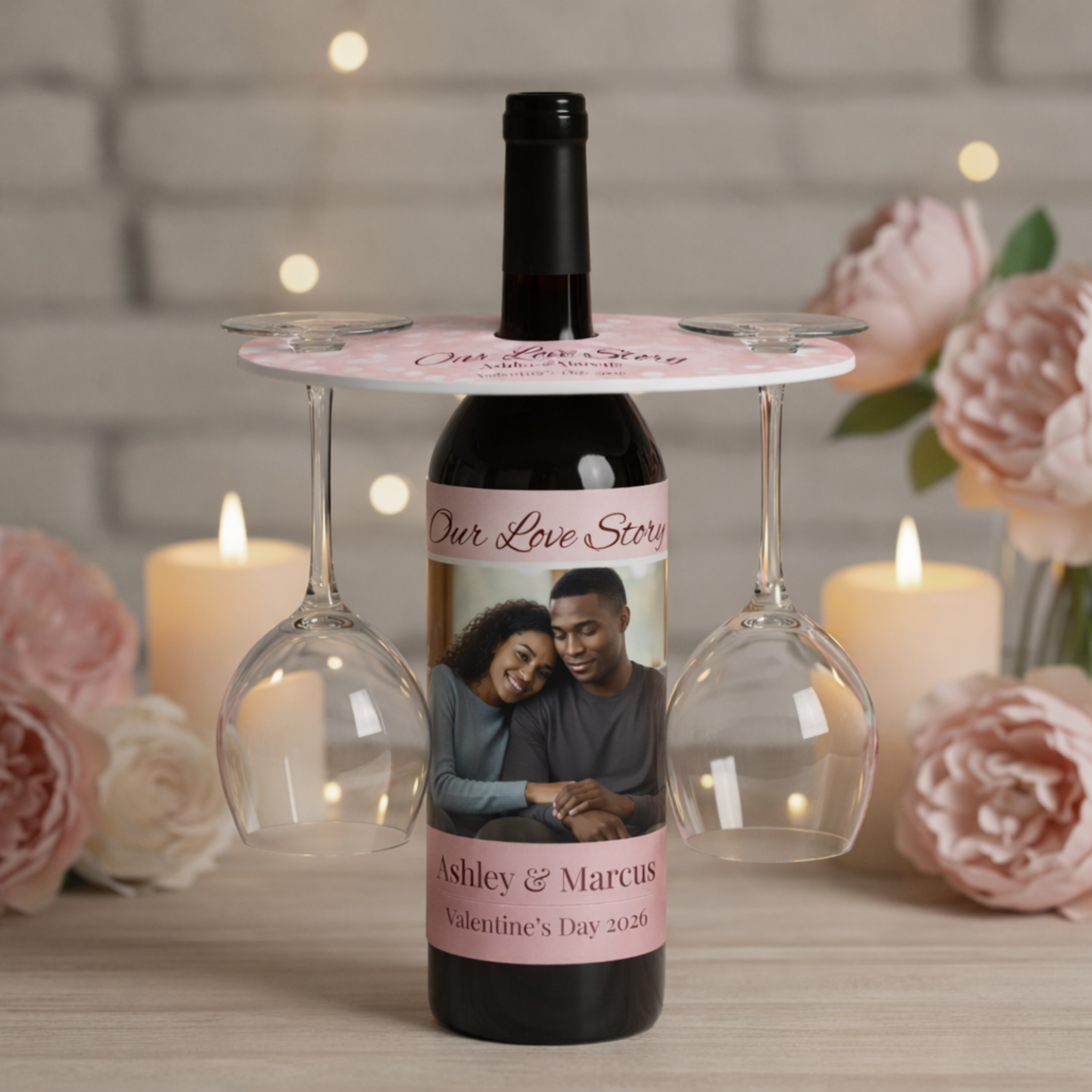 Personalized Valentine's Day Wine Gift Set - Our Love Story Bundle