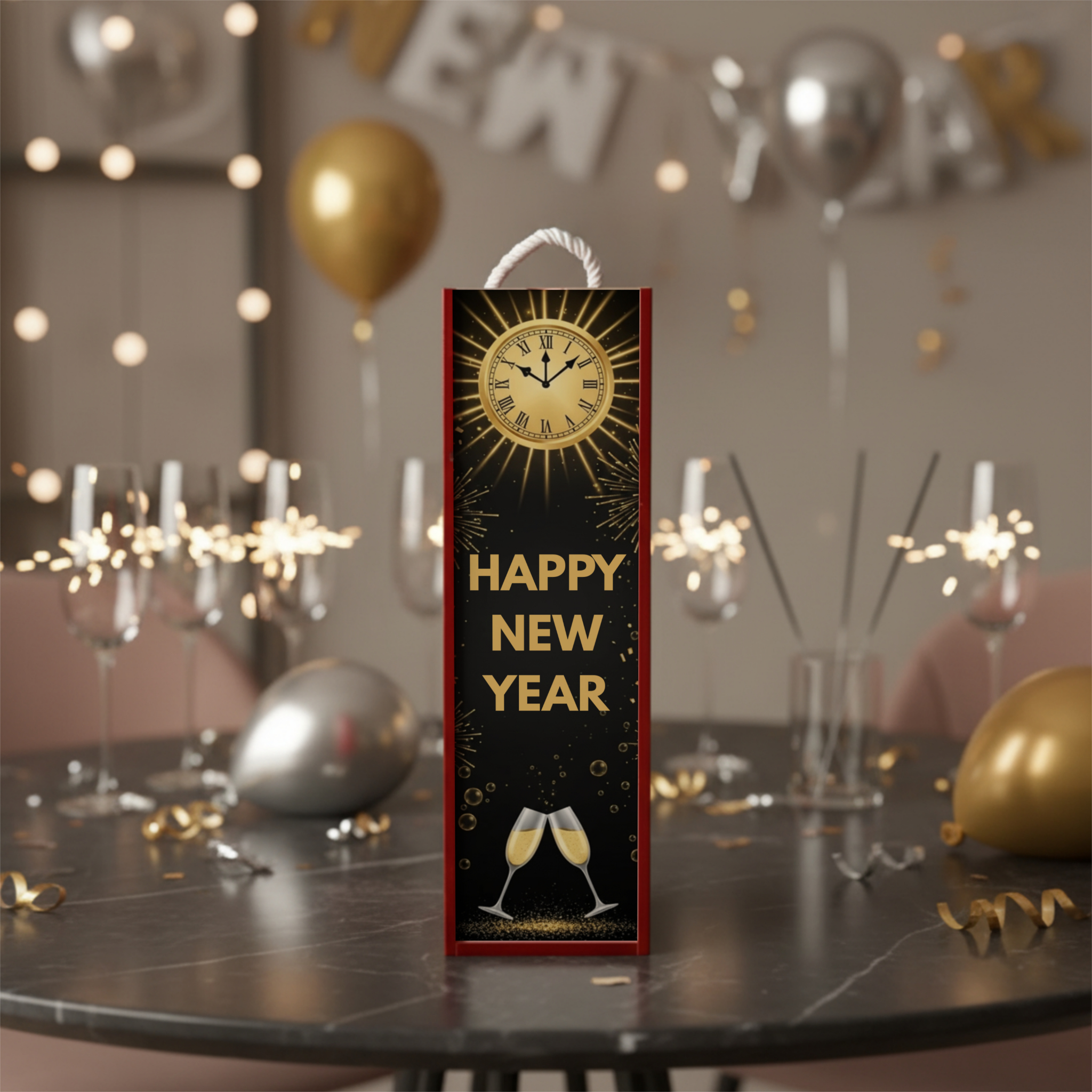 New Year Wine Box | Wooden Wine Gift Box for New Year Celebrations