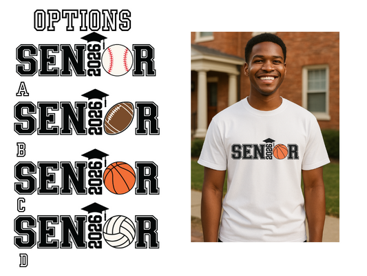 Custom Senior Athlete Shirt Class of 2026 – Graduation Tee with Sports Theme