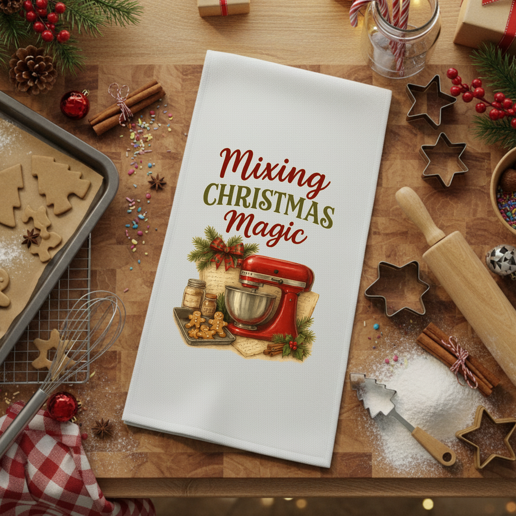 Christmas Kitchen Towel | Holiday Baking Inspired Design