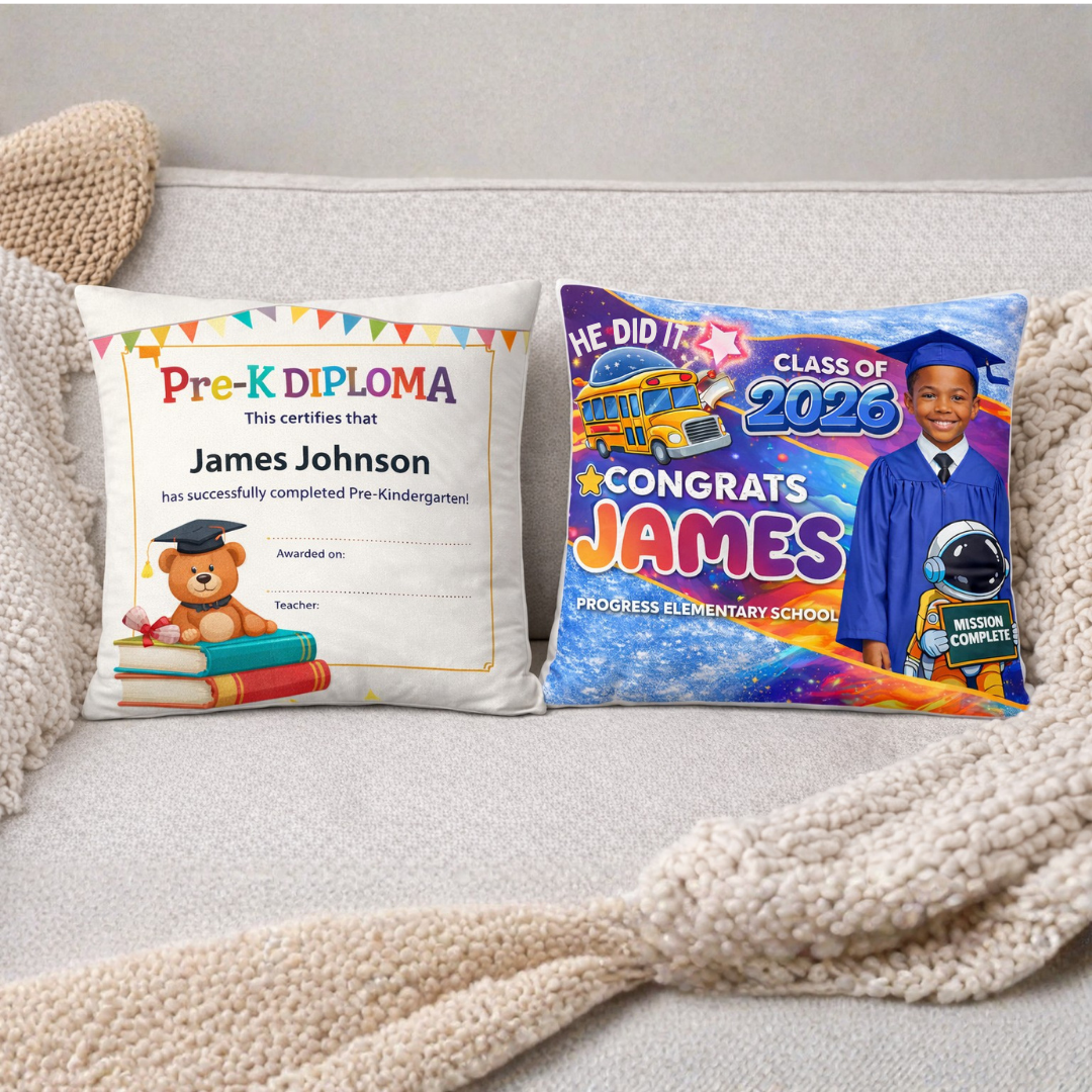 Pre-K Graduation Pillow - Custom Photo & Name