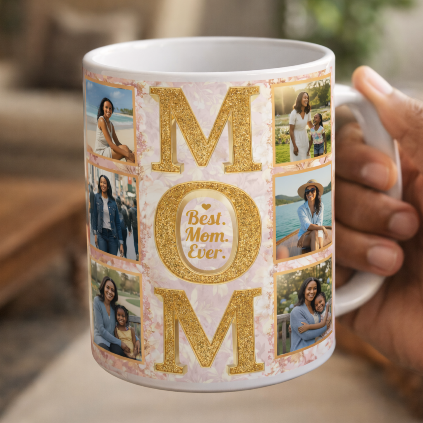 Best Mom Ever Custom Photo Mug 15 oz | Personalized Gift for Mom