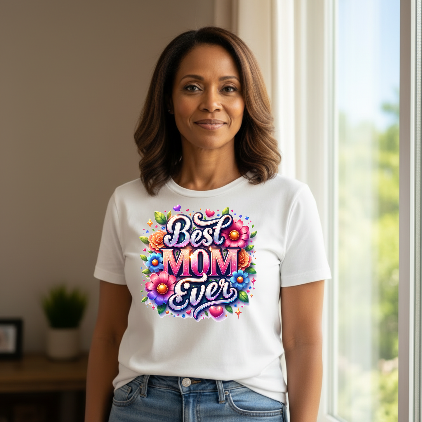 Best Mom Ever Floral Graphic Tee Mothers Day Shirt