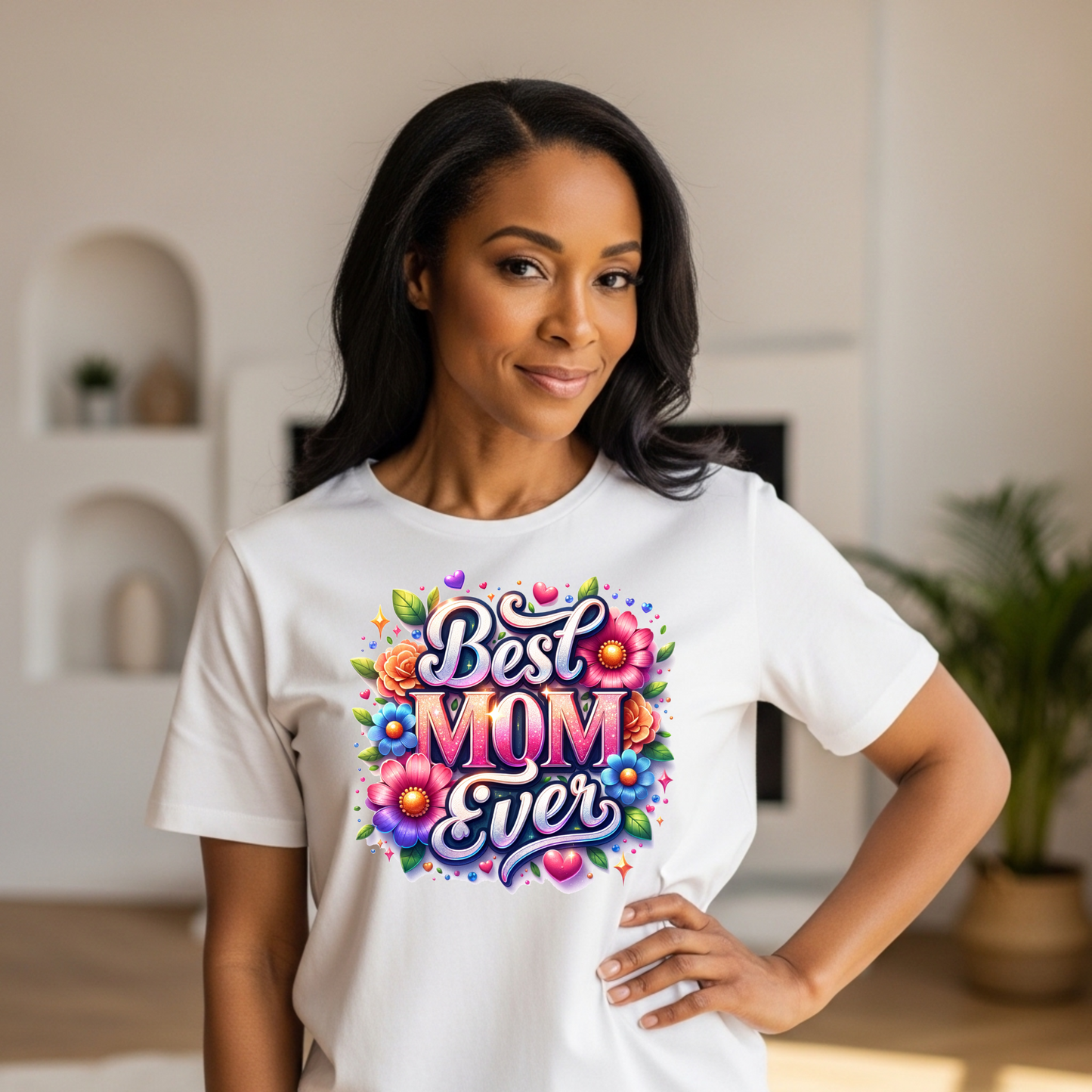Best Mom Ever Floral Graphic Tee Mothers Day Shirt