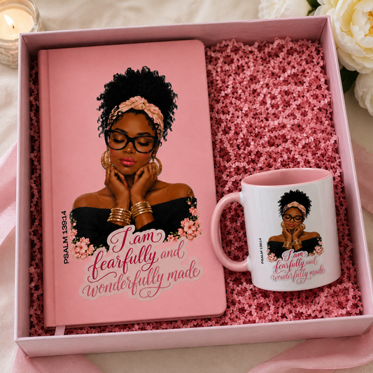 I Am Fearfully and Wonderfully Made Journal and Mug Gift Set | Gift for Women