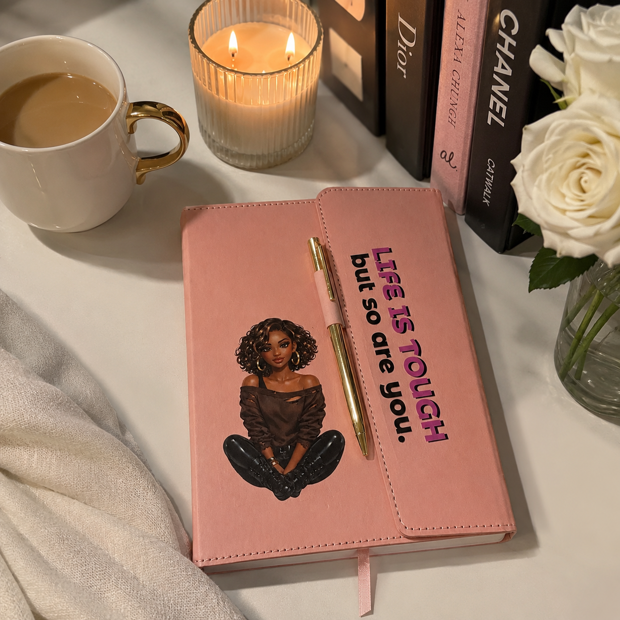 Life Is Tough But So Are You Journal | Magnetic PU Leather Journal for Women