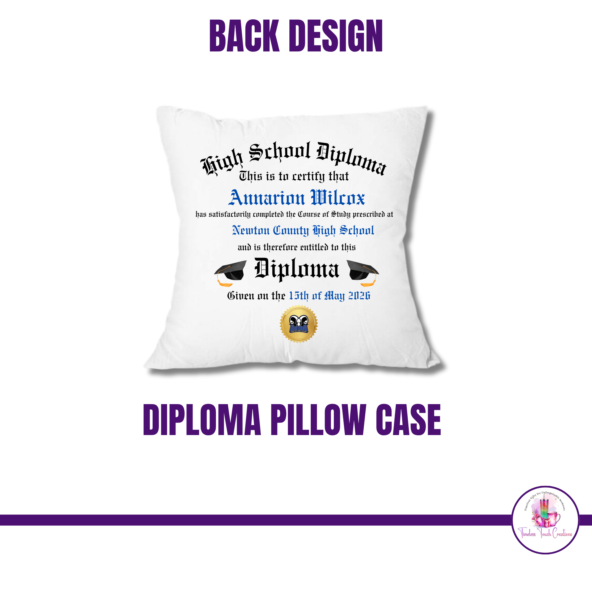 Graduation Pillow Case – Double-Sided Class of 2026 Photo & Diploma Keepsake