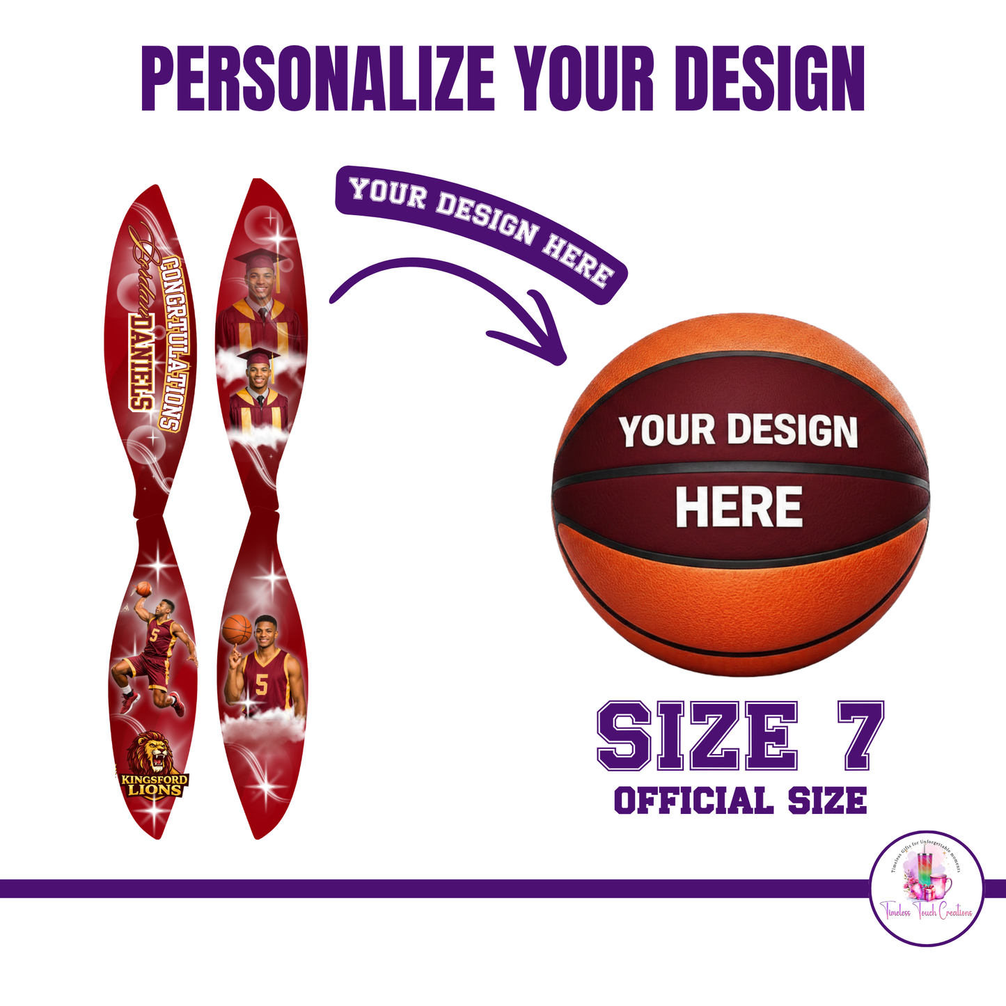 Personalized Graduation Basketball Keepsake | Custom Senior Gift with Photos & School Colors