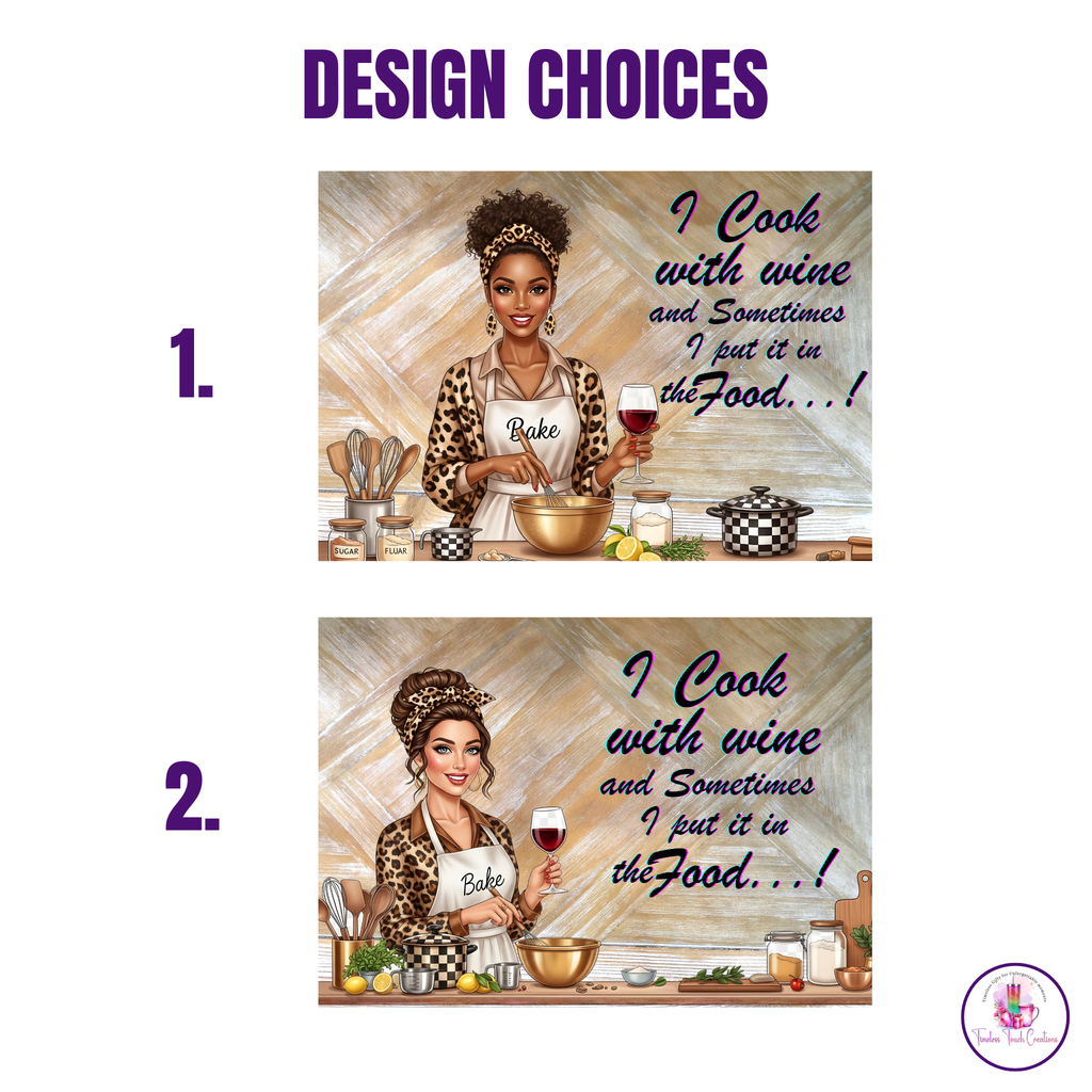 I Cook With Wine Decorative Cutting Board – Funny Kitchen Décor Gift for Wine Lovers and Home Chefs