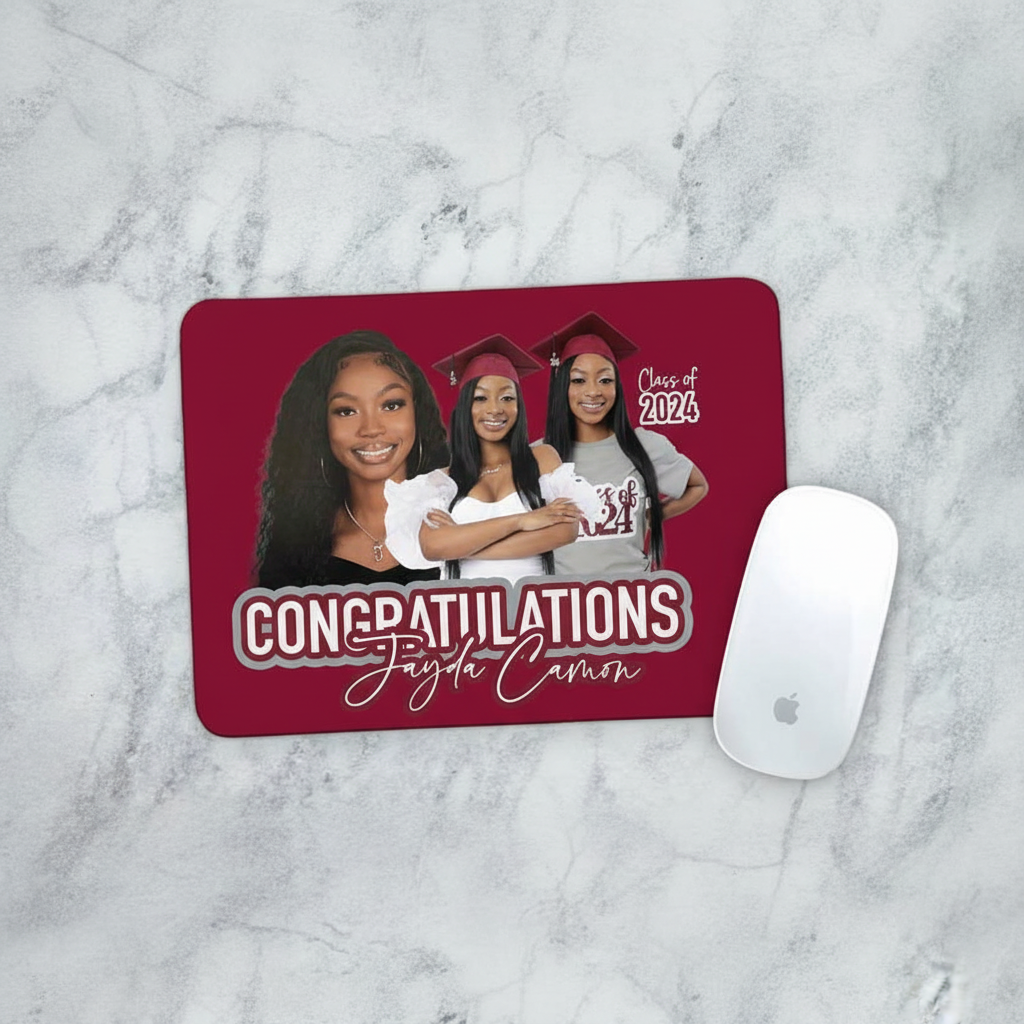 Personalized Graduation Mouse Pad Custom Grad Photo Mouse Pad School Colors Personalized Grad Gift