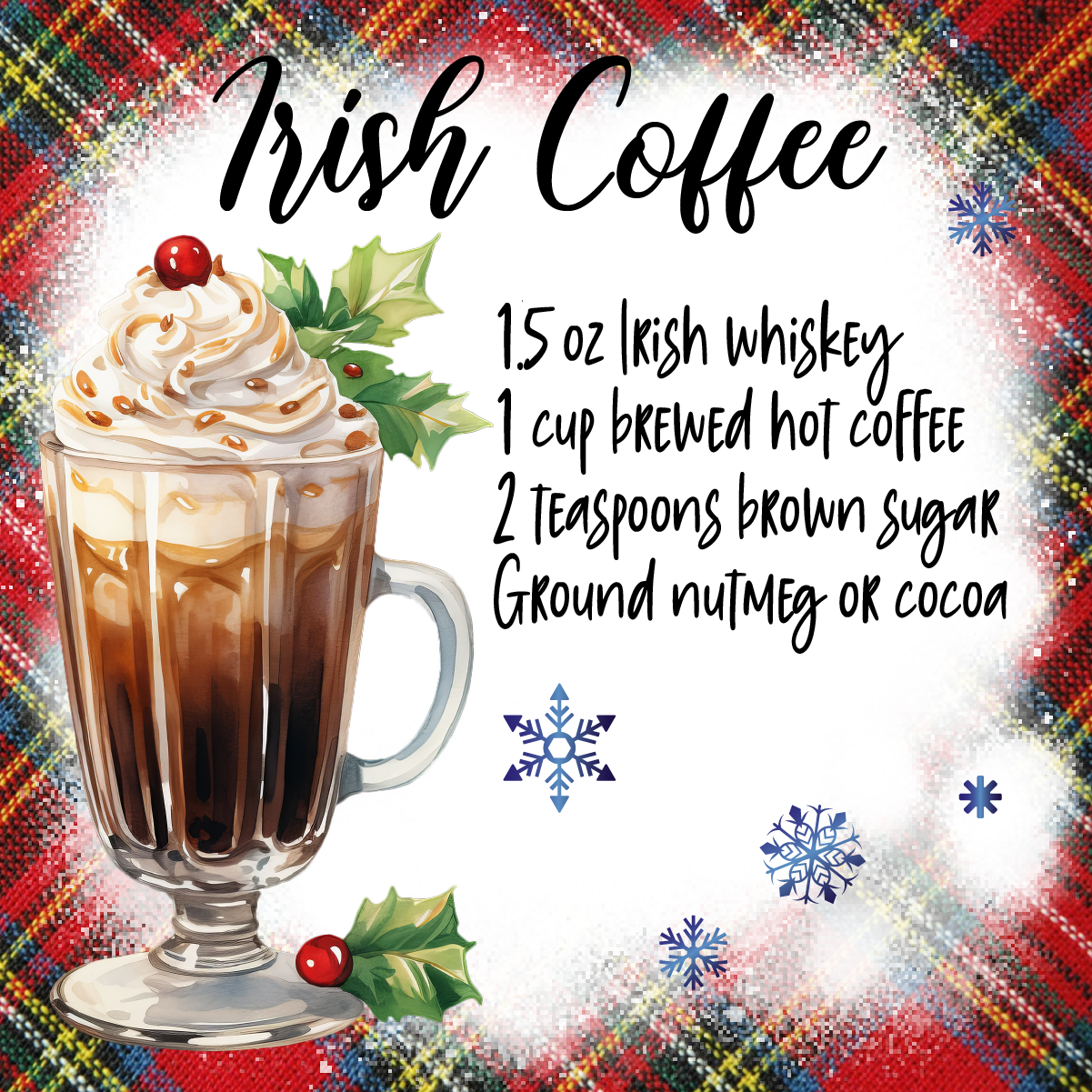 Holiday Coaster Christmas Drink Coasters for Home Bar and Kitchen Decor