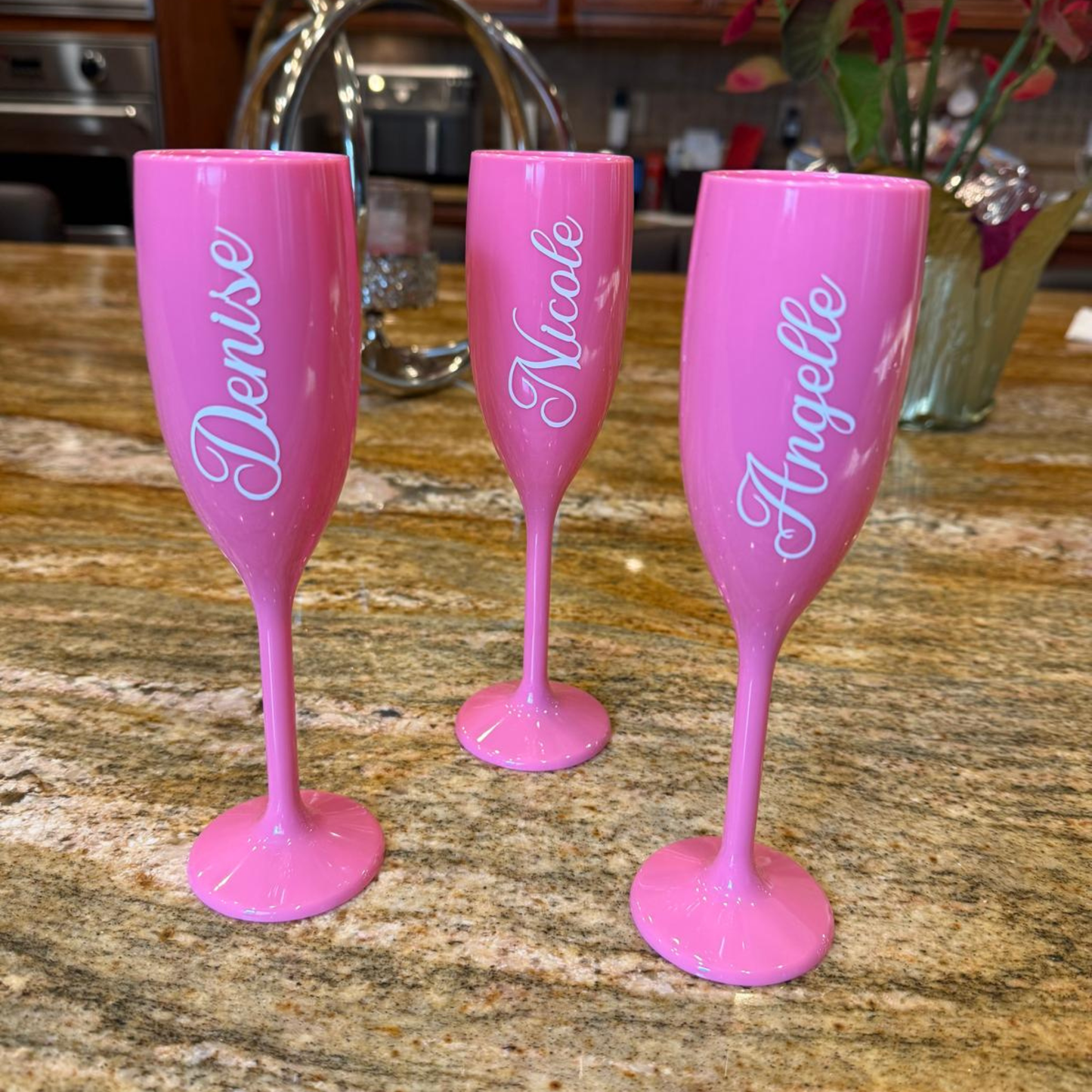 Champagne Flutes – Personalized Love Island Inspired  Glasses for Bachelorette, Girls Trip & Bridal Party