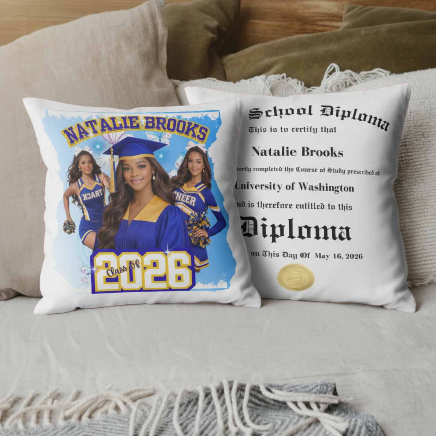 Personalized Graduation Gift Set | Class of 2026 | Shirt, Stole, Pillow & Fan
