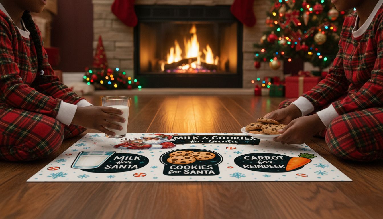 Milk and Cookies for Santa Christmas Placemat | Festive Holiday Table Mat