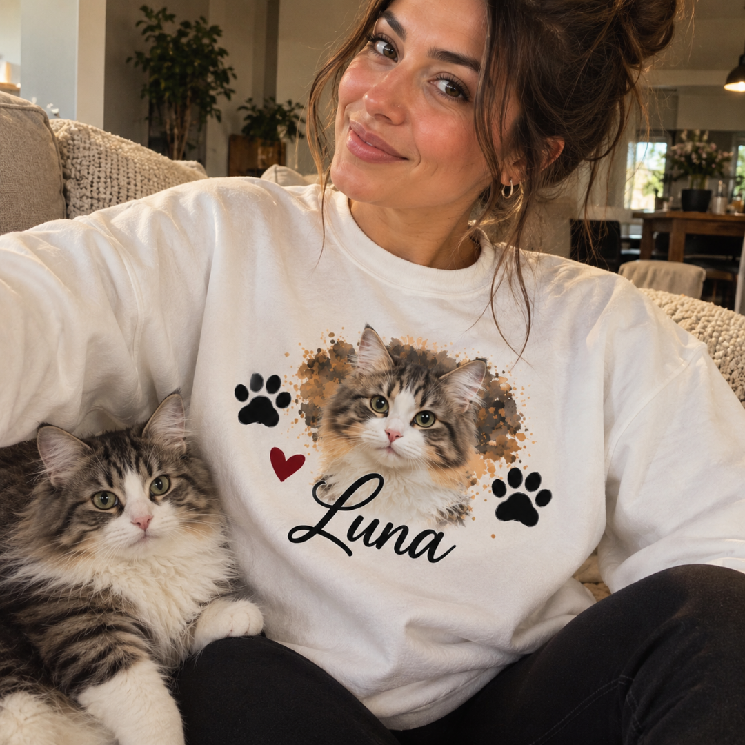 Paw Prints & Pet Portrait | Personalized Pet Name Sweatshirt