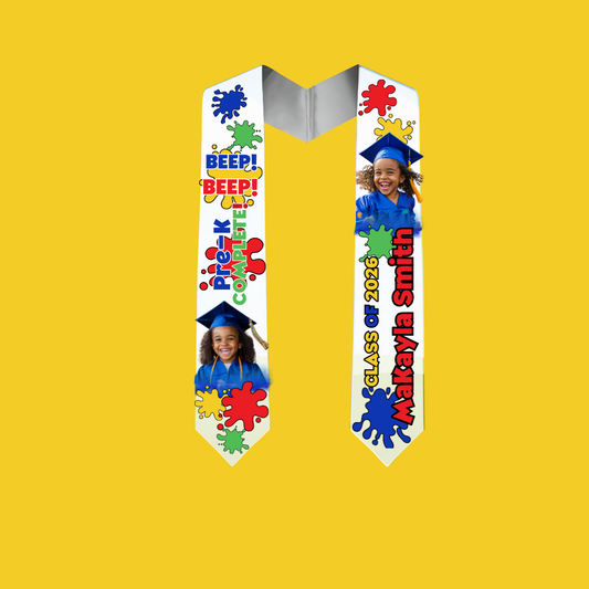 Personalized PreK Graduation Stole - Beep Beep Watch Me Leap