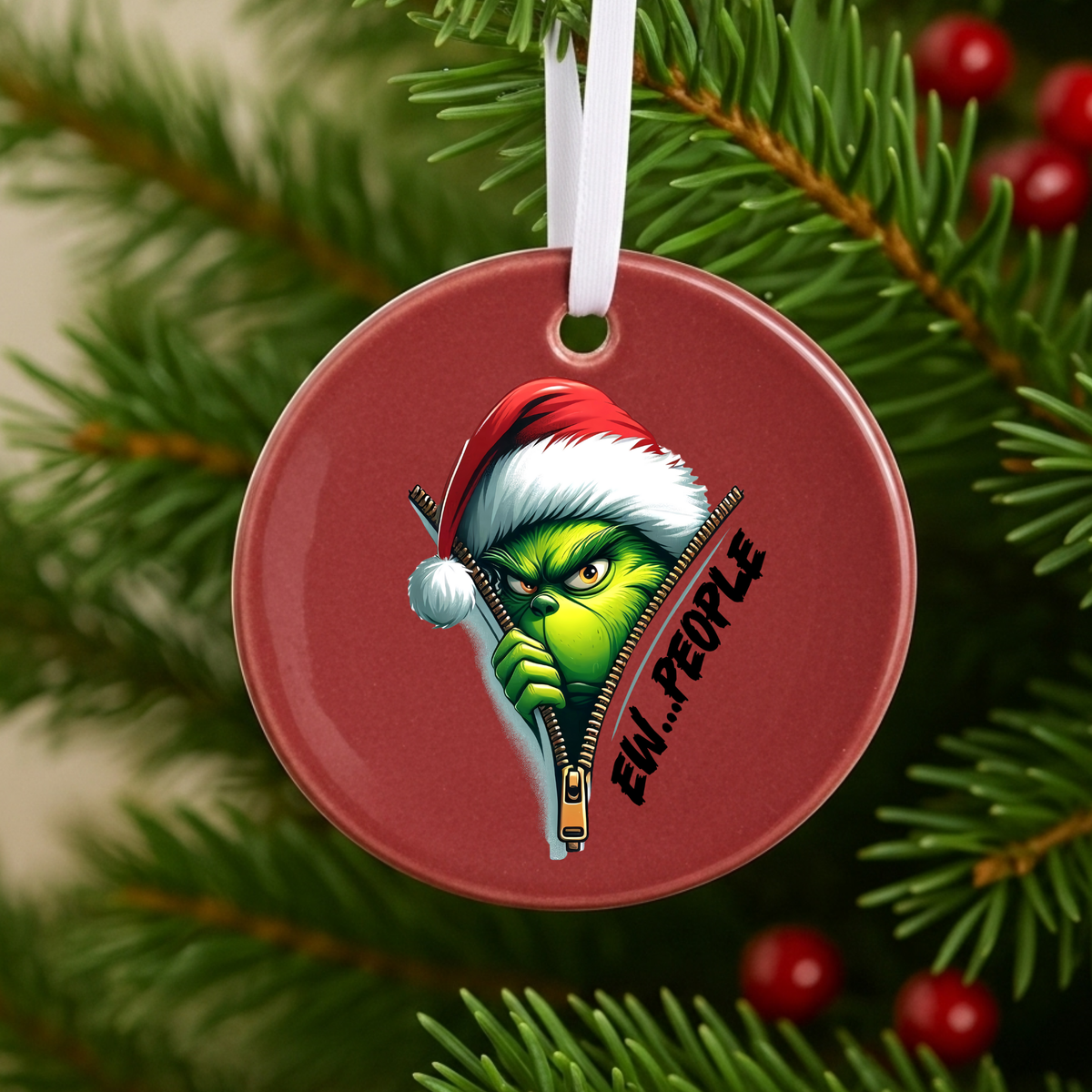 Funny Grinch Christmas Ornament | Ew People Holiday Tree Decoration