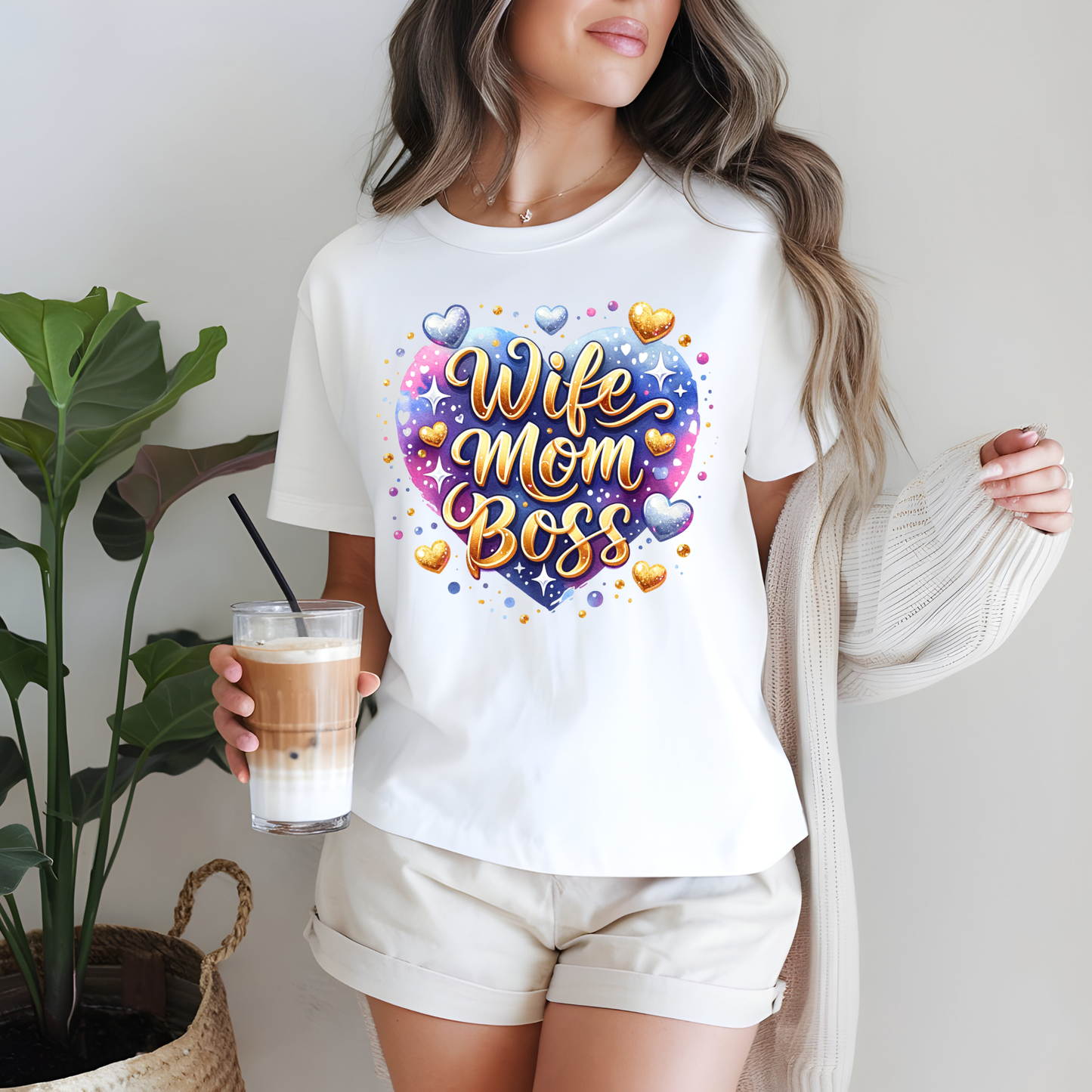 Wife Mom Boss Graphic Tee Mothers Day Gift Shirt