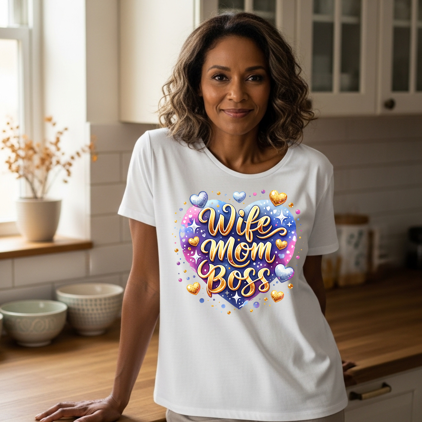 Wife Mom Boss Graphic Tee Mothers Day Gift Shirt