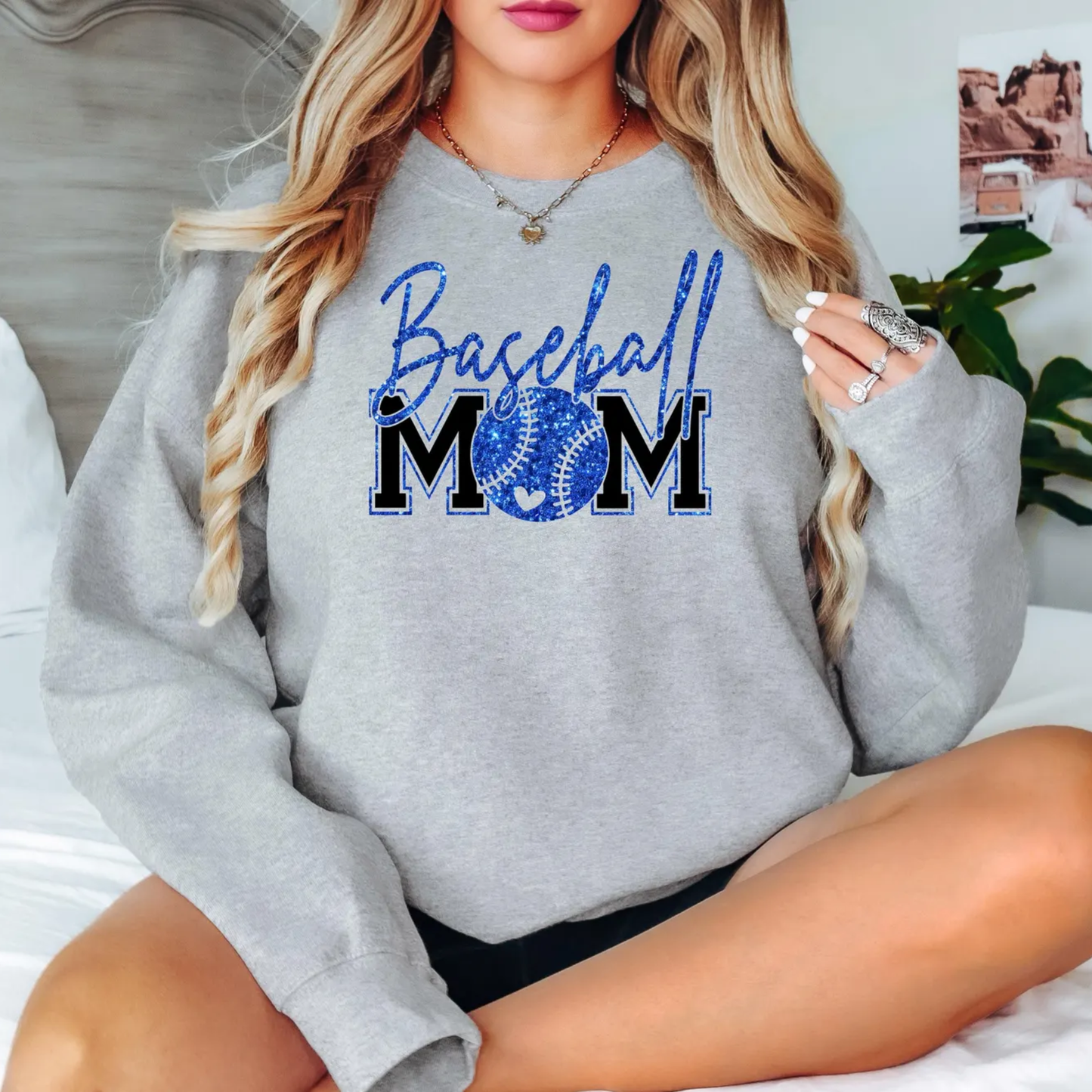 Glitter Baseball Mom Shirt and Sweatshirt Gildan Softball and Baseball Mom Gift