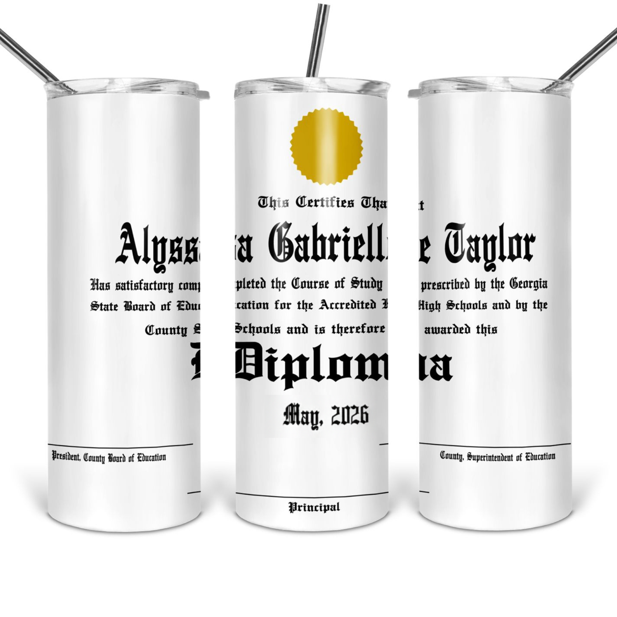 Custom Graduation Diploma Tumbler | Personalized Graduation Diploma Tumbler