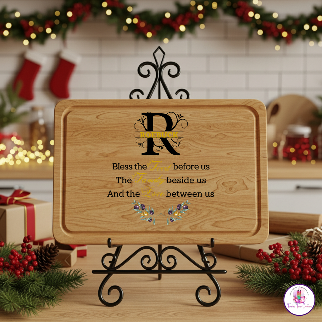 Monogram Kitchen Gift Set – Personalized Cutting Board, Dish Towel, Apron and Mug