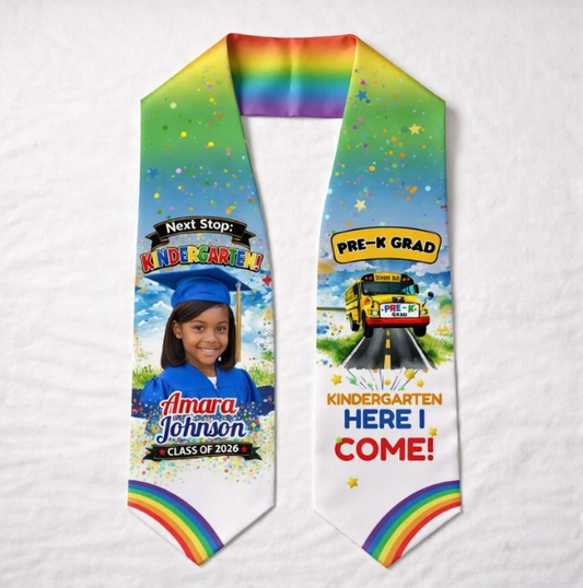 Personalized Graduation Stole Pre-K Graduation Next Stop Kindergarten