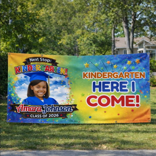 Personalized 2x4 ft Banner Pre-K Graduation Next Stop Kindergarten