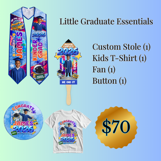 Little Graduate PreK Bundle – Stole, Shirt, Fan & Pin