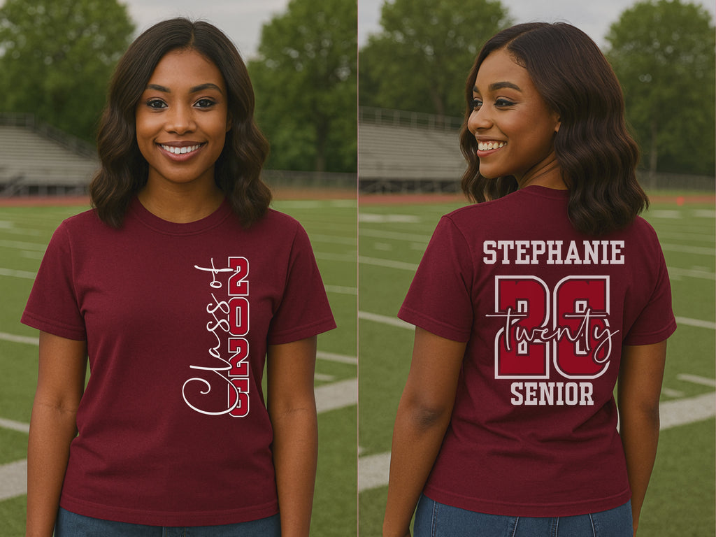Personalized Class of 2026 Senior Shirt, Custom Name Graduation T-Shirt, Hoodie or Crewneck Sweatshirt, Senior Gift for Her, School Spirit Wear