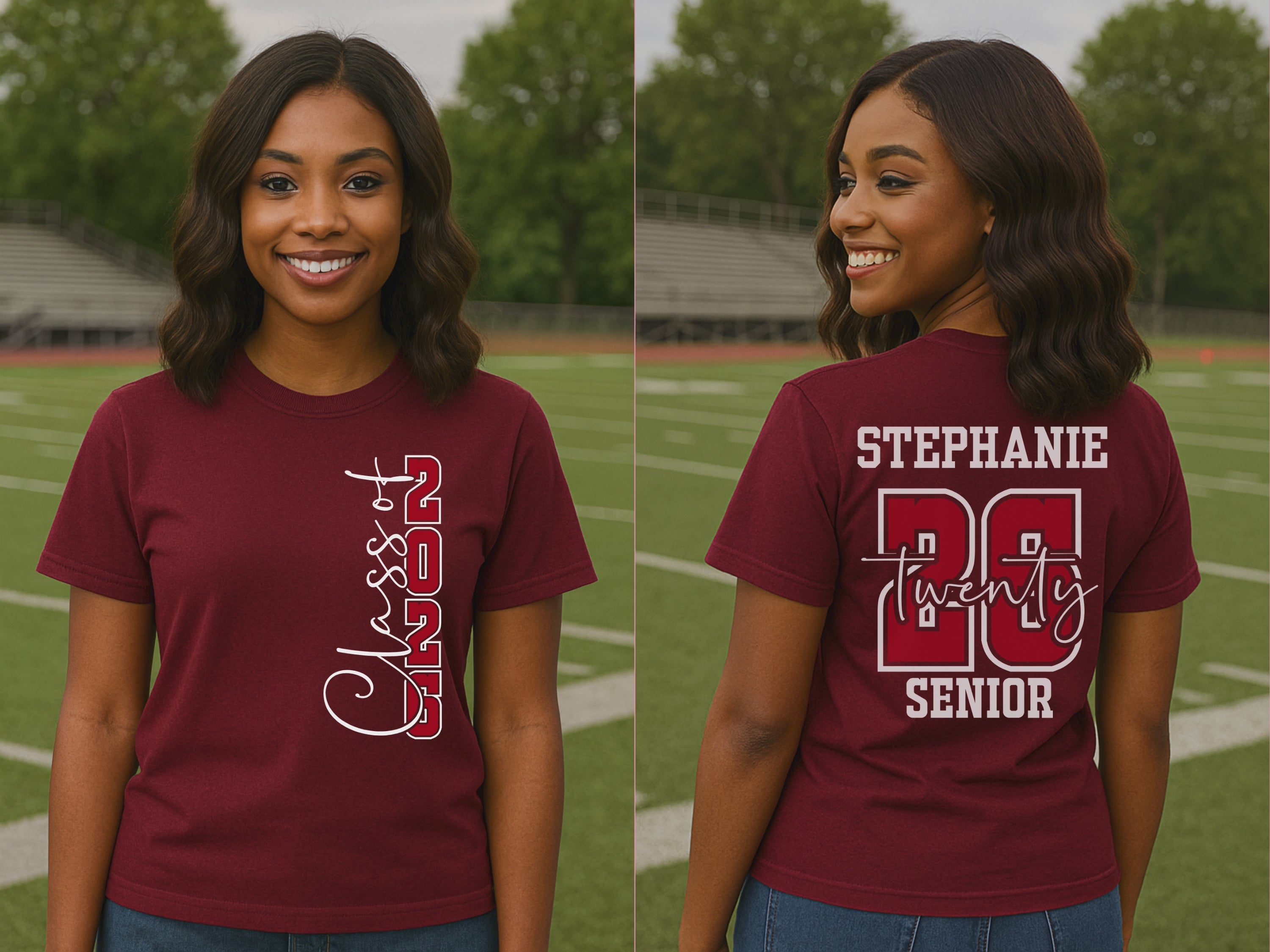Personalized Class of 2026 Senior Shirt, Custom Name Graduation T-Shirt, Hoodie or Crewneck Sweatshirt, Senior Gift for Her, School Spirit Wear