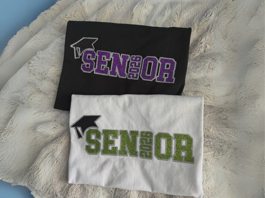 2026 Senior Glitter Graduation Shirt – School Spirit Tee